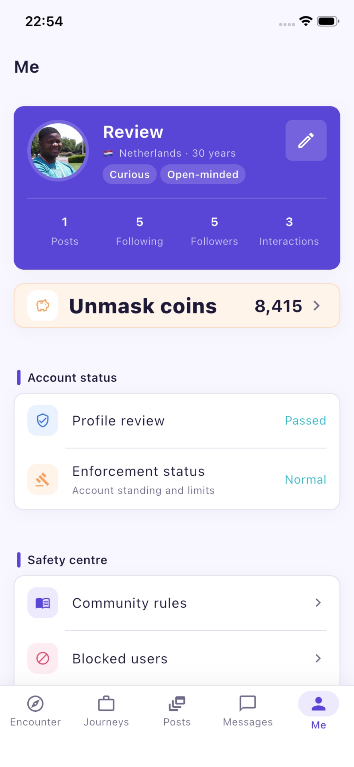 Unmask Me screen