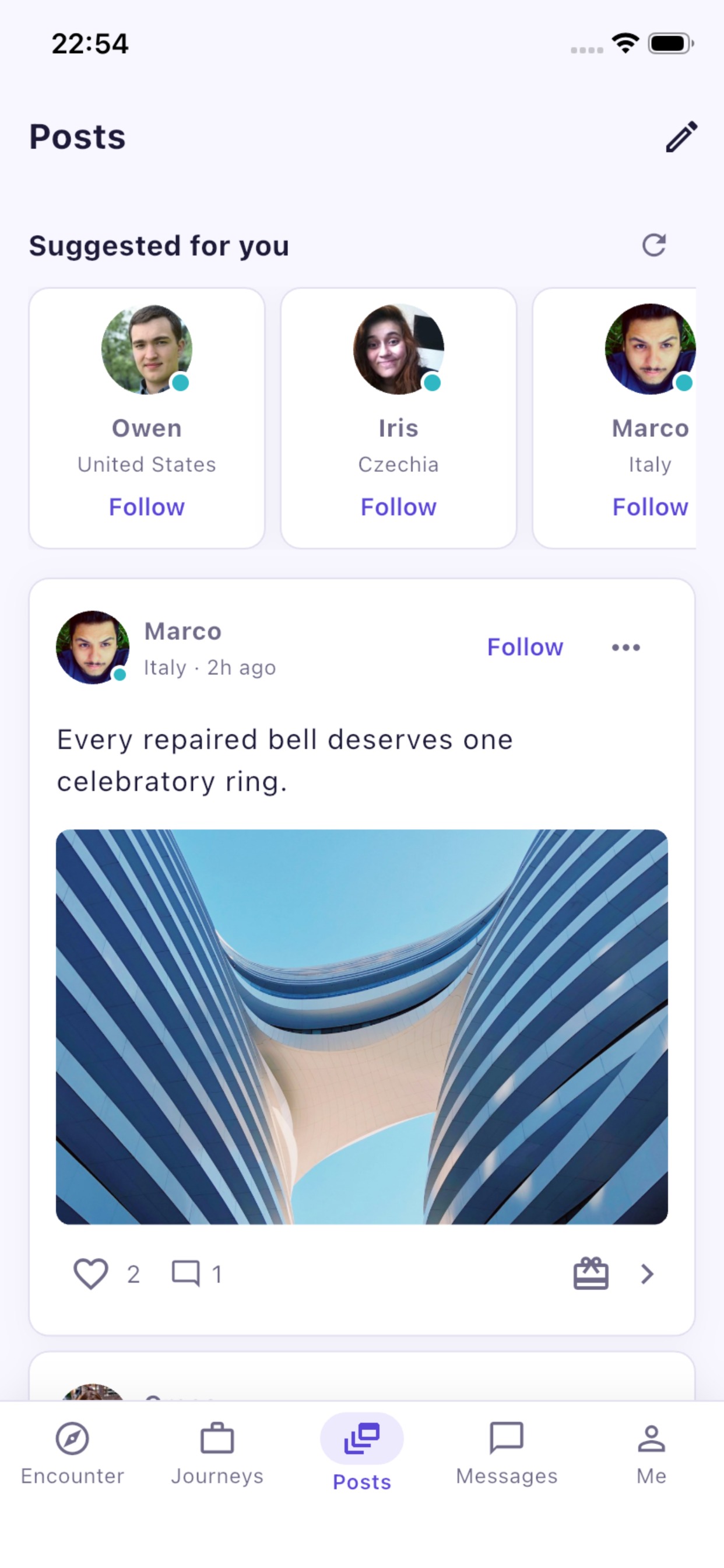 Unmask Posts screen